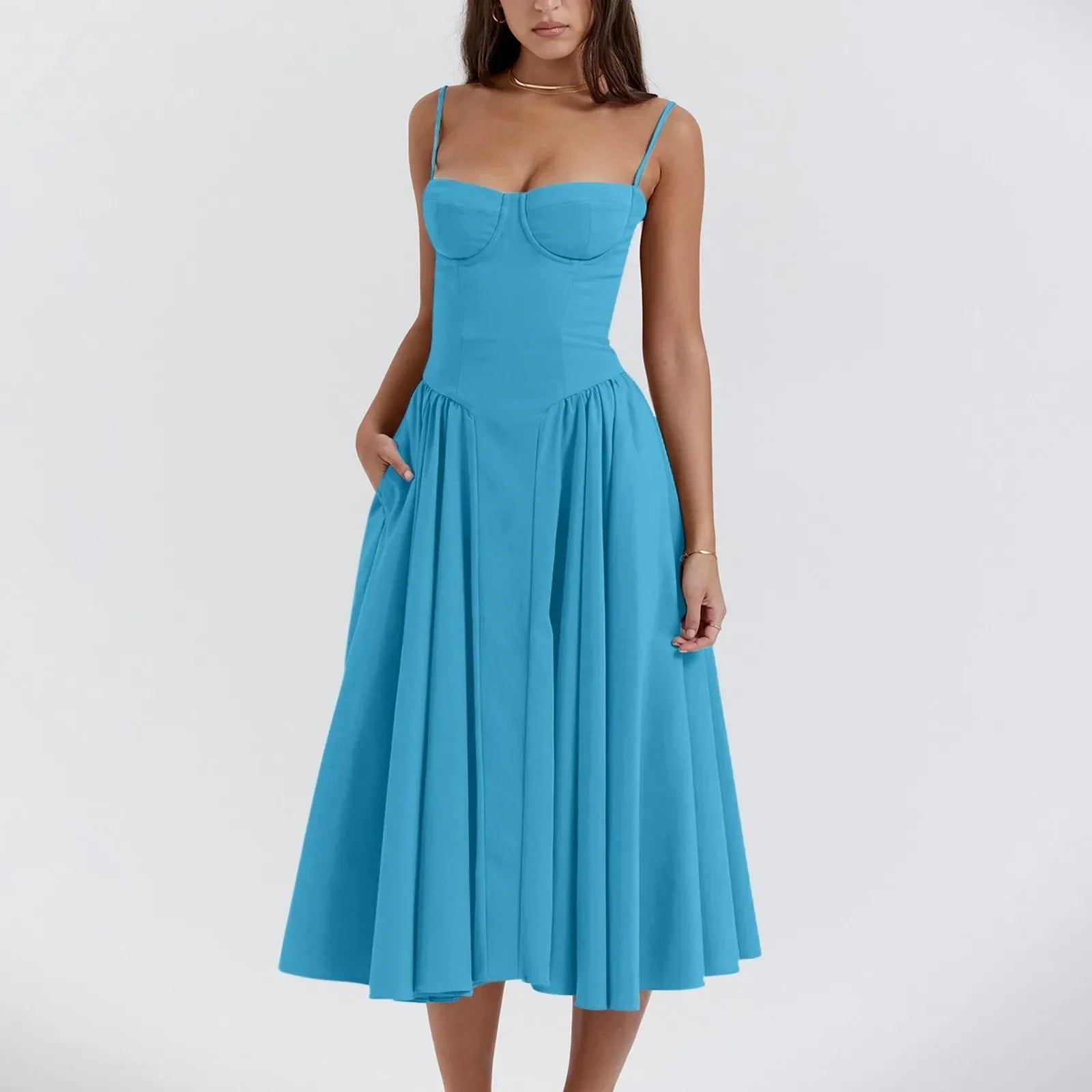 Floral Slip Tube Tops Sleeveless Fashion Printted A-line Midi Lady Boho Dress