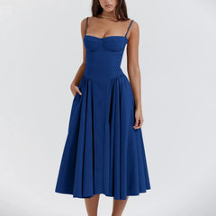 Floral Slip Tube Tops Sleeveless Fashion Printted A-line Midi Lady Boho Dress