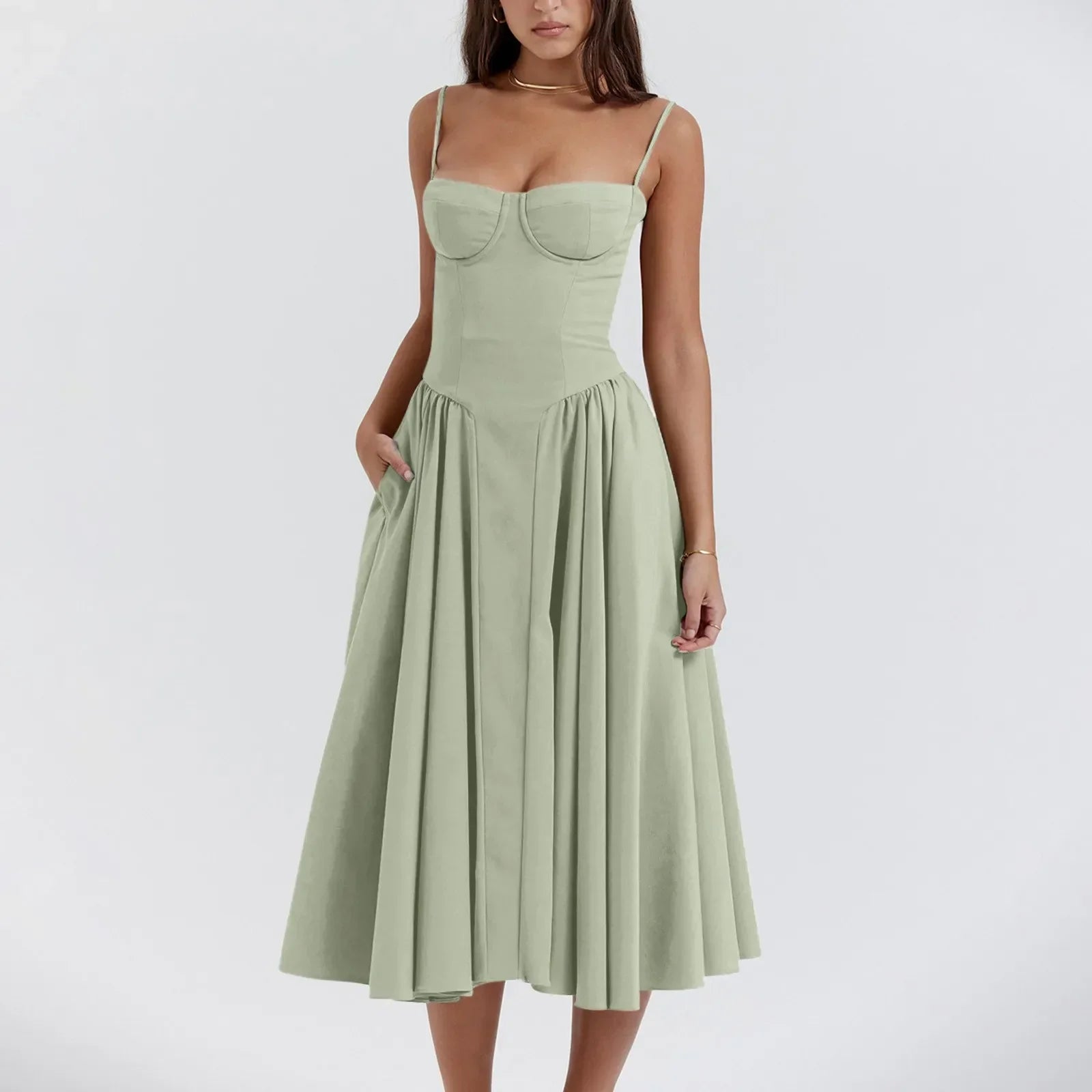 Floral Slip Tube Tops Sleeveless Fashion Printted A-line Midi Lady Boho Dress