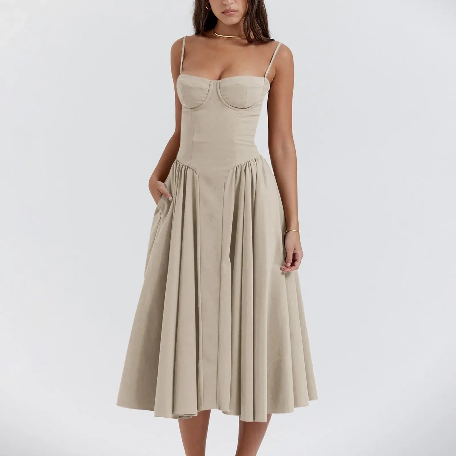 Floral Slip Tube Tops Sleeveless Fashion Printted A-line Midi Lady Boho Dress