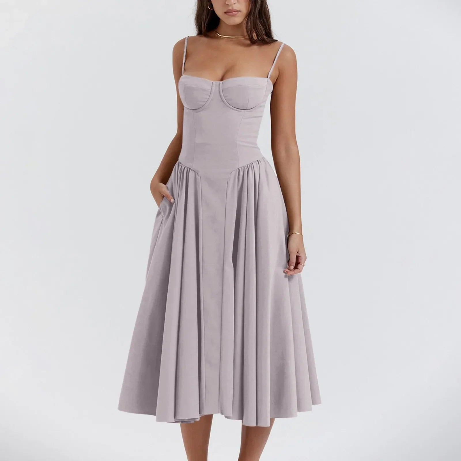 Floral Slip Tube Tops Sleeveless Fashion Printted A-line Midi Lady Boho Dress