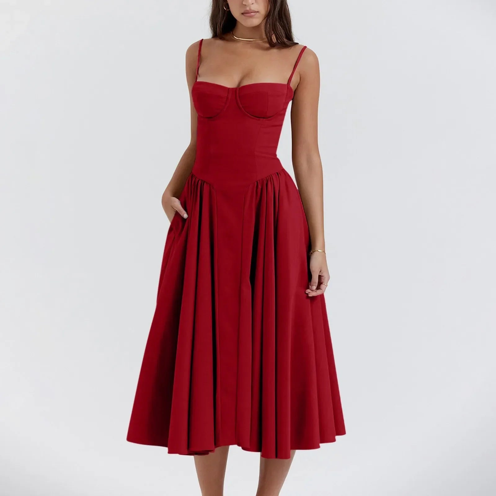 Floral Slip Tube Tops Sleeveless Fashion Printted A-line Midi Lady Boho Dress