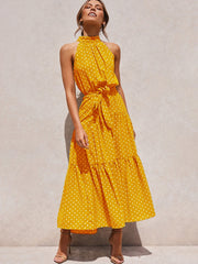 Polka Dot Halter Strapless Vacation Sundress