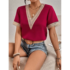 Lace Patchwork Loose Casual T-shirt
