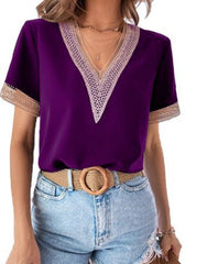 Lace Patchwork Loose Casual T-shirt