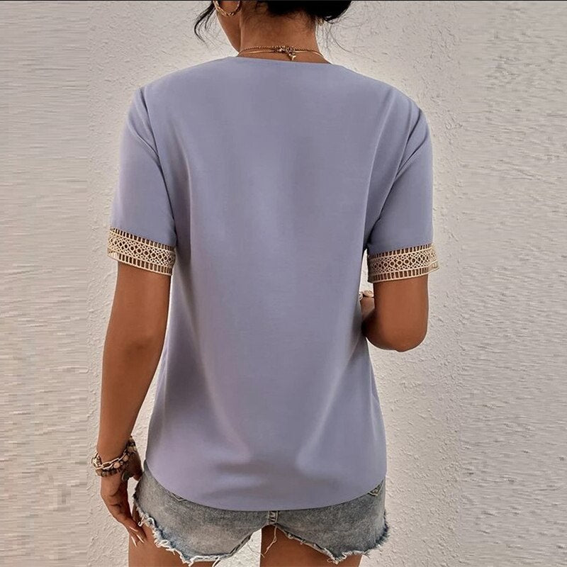 Lace Patchwork Loose Casual T-shirt