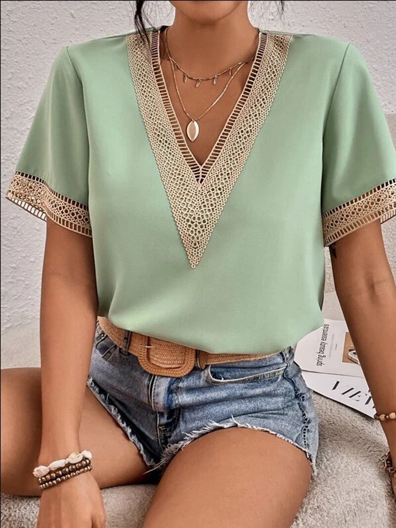 Lace Patchwork Loose Casual T-shirt