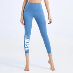 Summer Tight Female Mesh Stitching Pilates Letter Printing Elastic Thin Sports Leggings