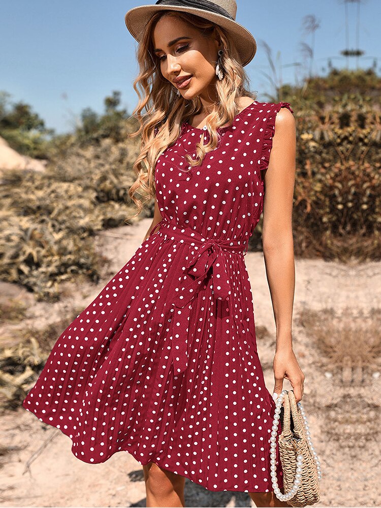 Polka Dot Bandage A-line Midi Beach Sundress
