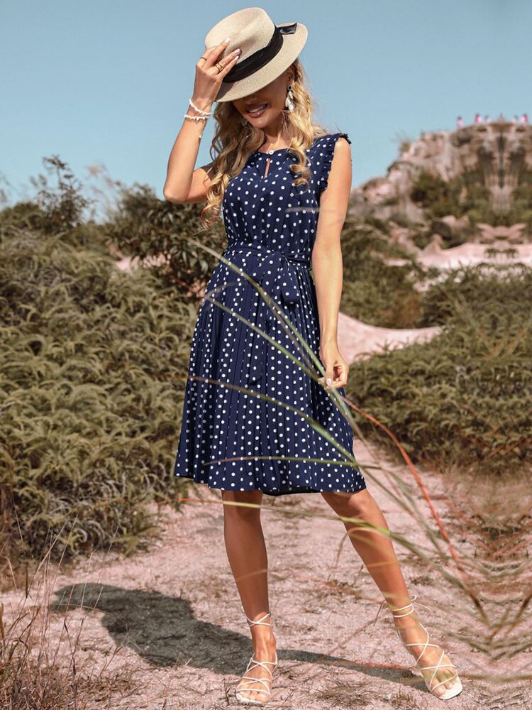 Polka Dot Bandage A-line Midi Beach Sundress