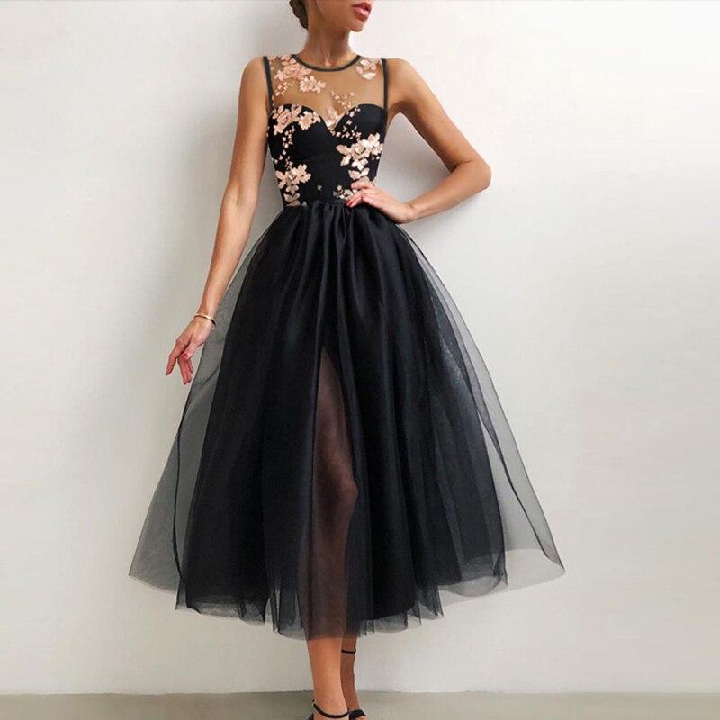 Halter Off Shoulder Party Dress Spaghetti Strap Spliced Mesh Dresses