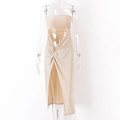 Summer Elegant Skinny Hollow Sleeveless Long Cut Out Dress