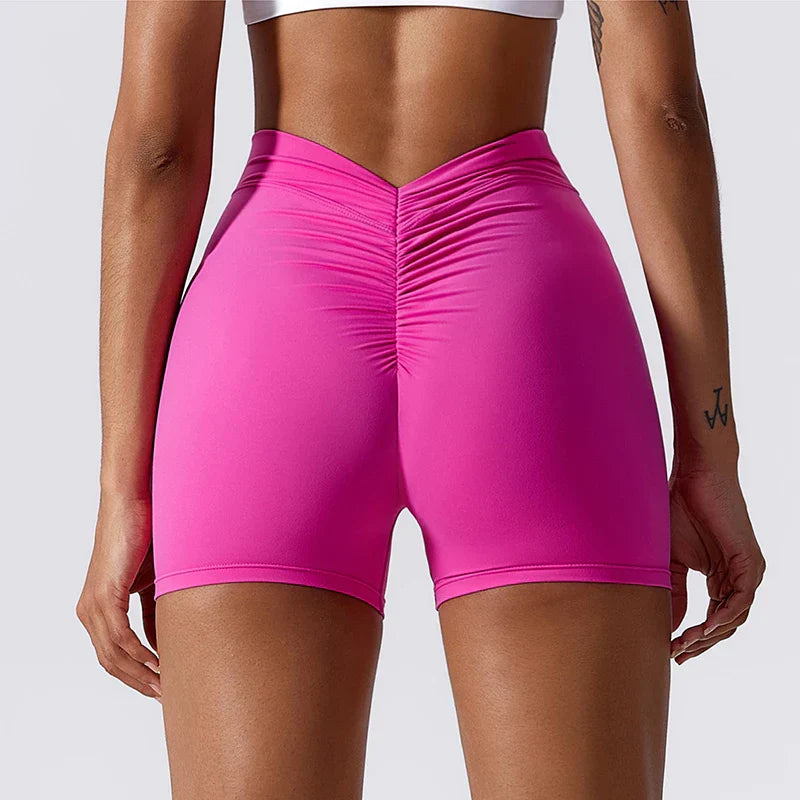Summer V Back Scrunch Butt Gym Leggings Push Up Yoga Pants Sports Short