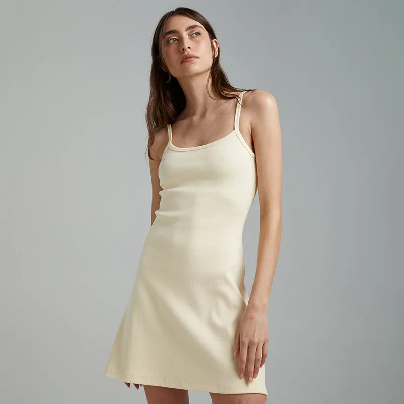 Summer Basic Spaghetti Strapped Sleeveless High Waist Casual Short Mini Dress