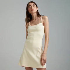Summer Basic Spaghetti Strapped Sleeveless High Waist Casual Short Mini Dress