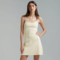 Summer Basic Spaghetti Strapped Sleeveless High Waist Casual Short Mini Dress
