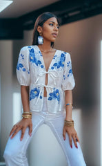 Summer Vintage Spring Korean Fashion Casual Linen Placket Lace-up Female Shirt Blouse