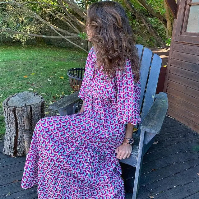 Oversized Lace-Up Long Sleeves Beach Party Boho Dress