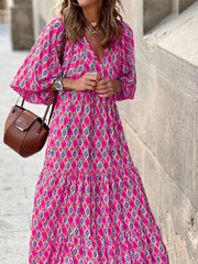Oversized Lace-Up Long Sleeves Beach Party Boho Dress