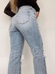 Stretch Skinny Ripped Light Blue Vintage Trouser
