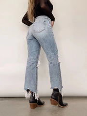 Stretch Skinny Ripped Light Blue Vintage Trouser