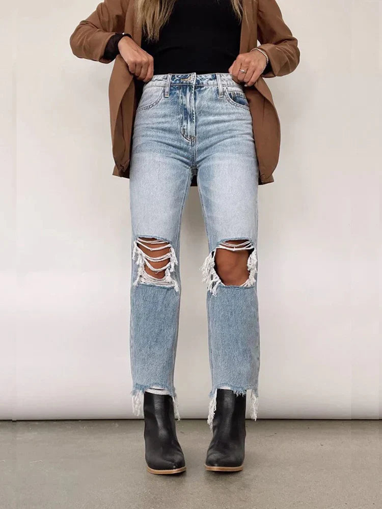 Stretch Skinny Ripped Light Blue Vintage Trouser