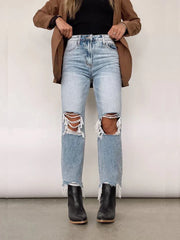 Stretch Skinny Ripped Light Blue Vintage Trouser