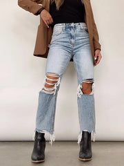 Stretch Skinny Ripped Light Blue Vintage Trouser