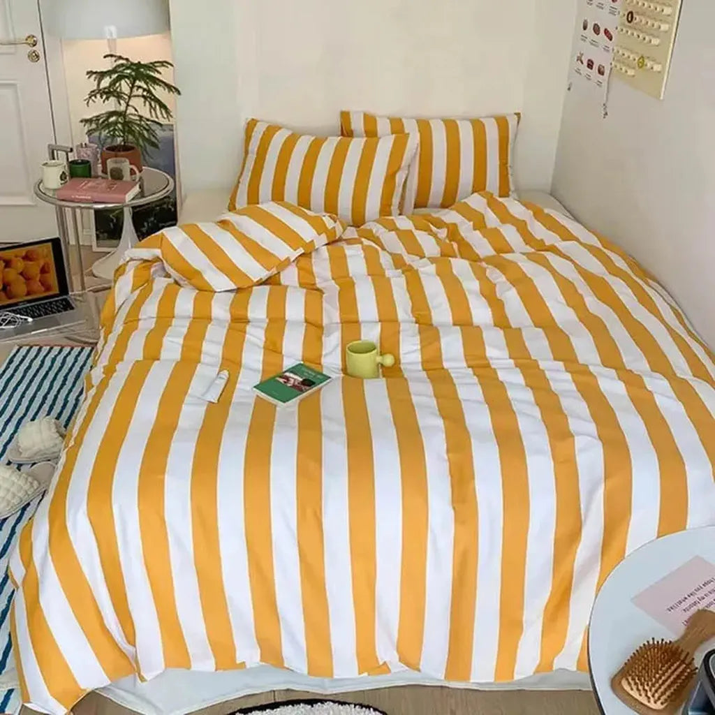 Summer Orange Juice Striped Duvet Cover