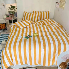Summer Orange Juice Striped Bedding Set