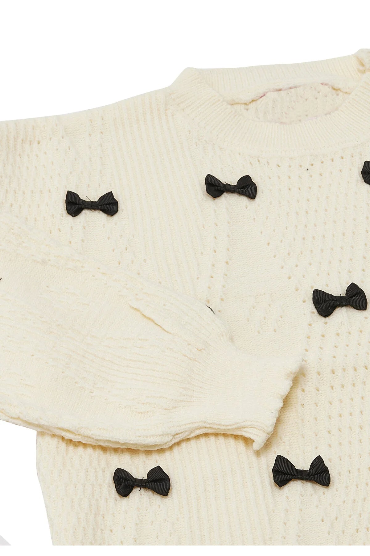 POINTELLE KNIT MINI BOW SWEATER