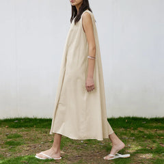 FashionSierra-Casual Sleeveless Long Vintage O-neck Oversize Loose Summer Beach Boho Dress
