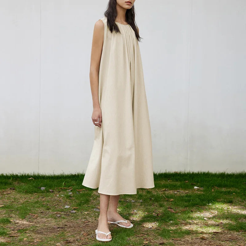 FashionSierra-Casual Sleeveless Long Vintage O-neck Oversize Loose Summer Beach Boho Dress