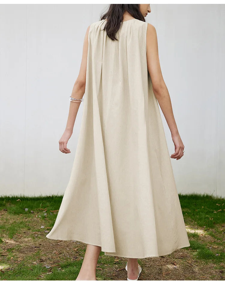 FashionSierra-Casual Sleeveless Long Vintage O-neck Oversize Loose Summer Beach Boho Dress
