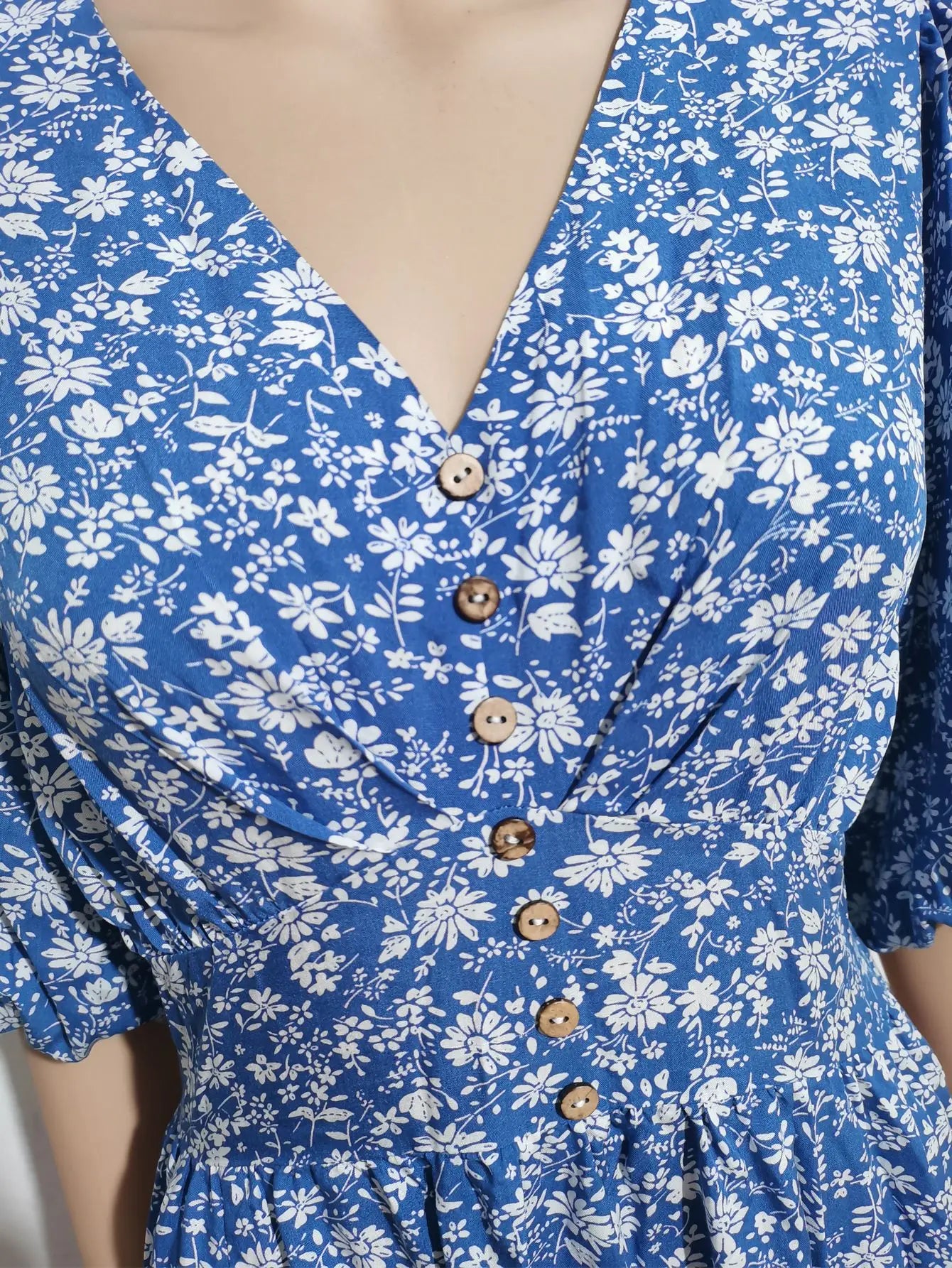 FashionSierra-Beach Half Puff Sleeve Maxi Robe Vintage Rayon Cotton Floral Print Long Summer Ladies Boho Dress