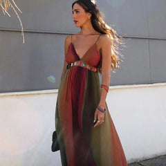 FashionSierra-Beach Wear   Sleeveless  Backless  Strap   Vintage Maxi  Summer  Waist Hollowed Out  Party  Vestidos Boho Dress
