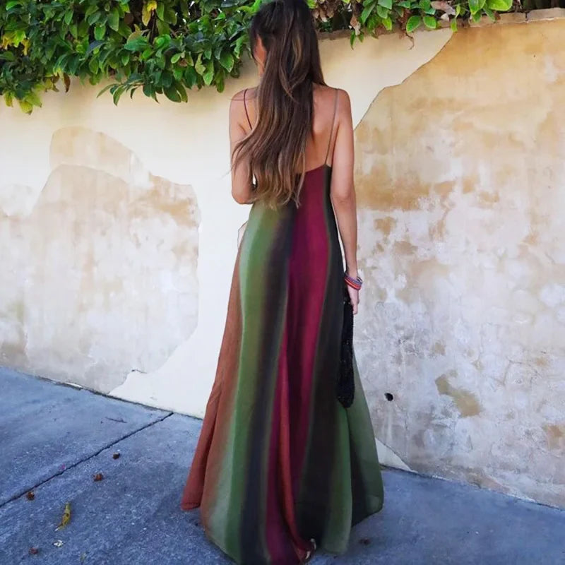 FashionSierra-Beach Wear   Sleeveless  Backless  Strap   Vintage Maxi  Summer  Waist Hollowed Out  Party  Vestidos Boho Dress