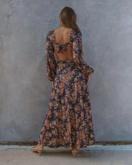 FashionSierra-Long Sleeve Loose Vintage Floral Print Summer Beach Wear High Waist Backless Vestidos Boho Dress
