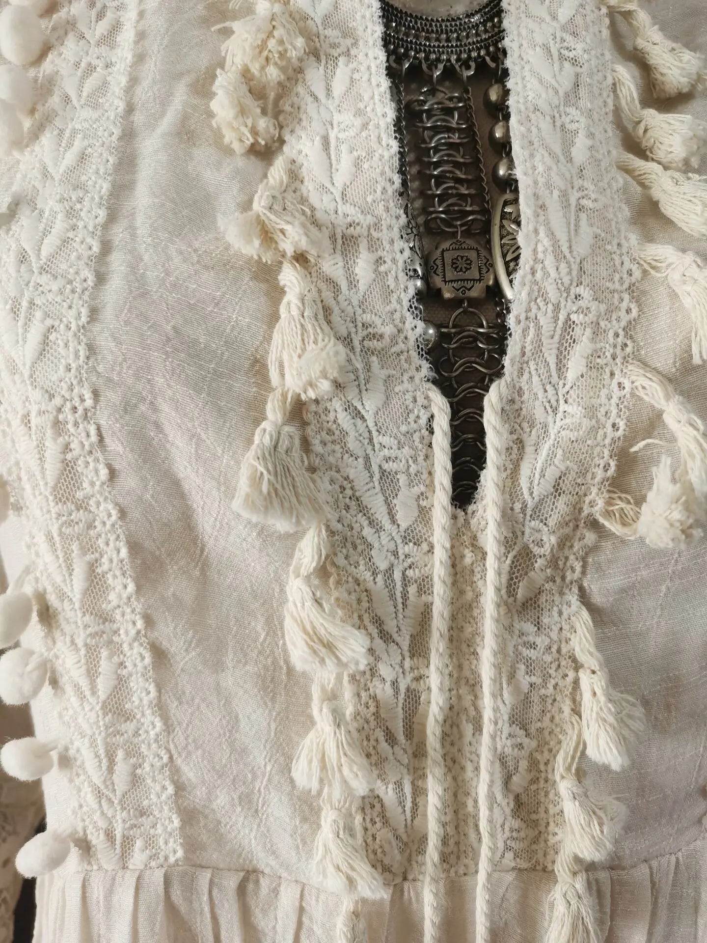 FashionSierra-Long Sleeve Tassel Vintage Floral Embroidery Beach Wear Summer Casual Lace Vestidos Boho Dress