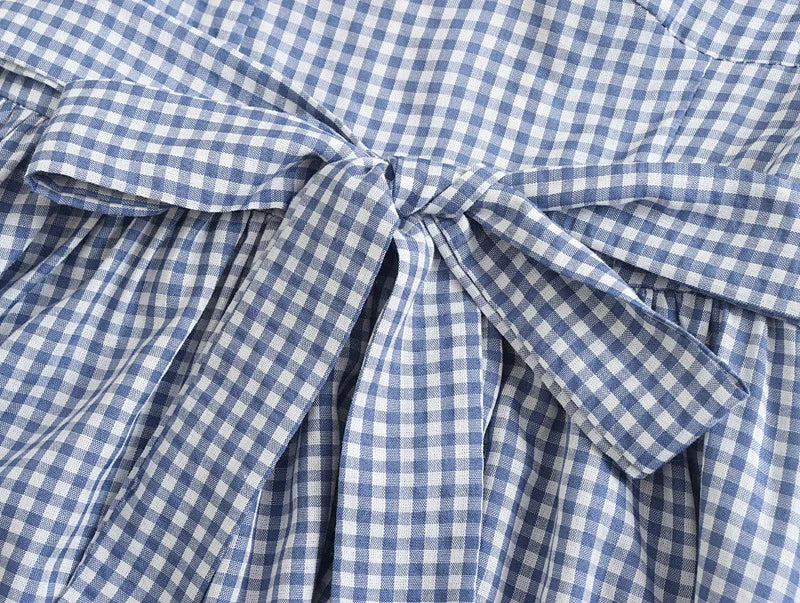 FashionSierra-Butterfly Sleeve Blue Plaid For Vintage Cotton Rayon Summer Long Party Ladies Vestidos Boho Dress