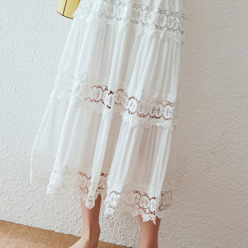 FashionSierra-Casual  Short Sleeve  Vintage  Floral Embroidery  Ruffles  Summer  Loose  Cotton Boho Dress