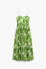 FashionSierra-Elegant  Floral Print   Casual  High Waist  Sling  Autumn  Beach Wear  Big Hem  Oversize Boho Dress