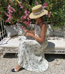 FashionSierra-Floral Embroidery Crop Top Maxi Skirt Suit Vintage Sleeveless Summer Set Beach Vestidos Boho Dress