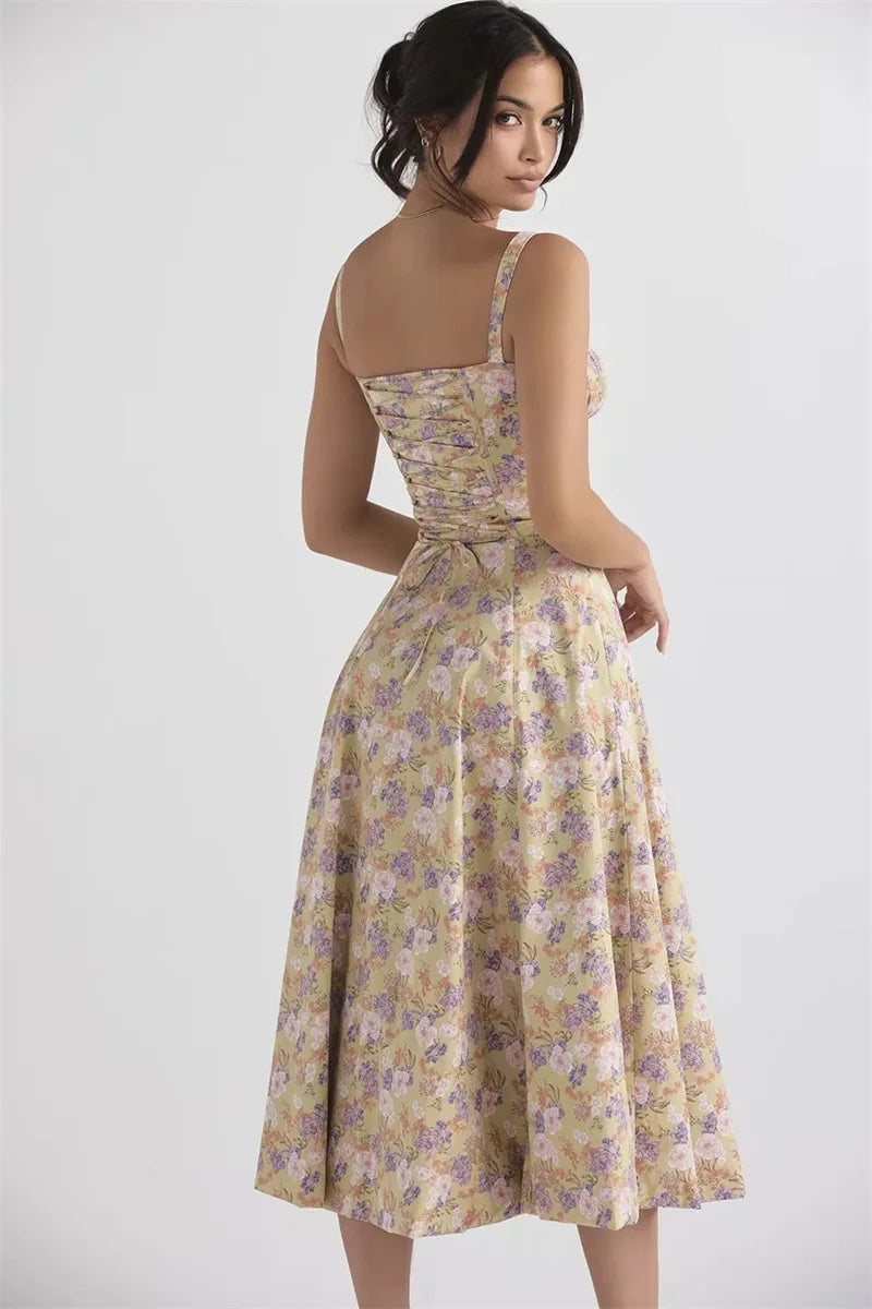 FashionSierra-Floral Print Party Vintage Sleeveless Backless Strap Long Beach Boho Dress