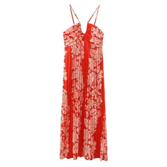 FashionSierra-Off Shoulder Backless Strap Vintage Ethnic Chiffon Floral Print Beach Wear Boho Dress