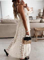FashionSierra-Sleeveless Backless Irregular Strap Robe Vintage Tassel Floral Lace Summer Beach Vestidos Boho Dress