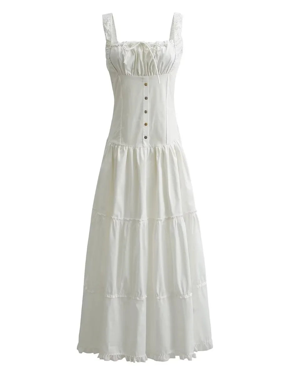 FashionSierra-Vintage  Cotton Strap   Casual   Sleeveless  High Waist  Long Maxi  Summer  Beach  Vestidos  Boho Dress