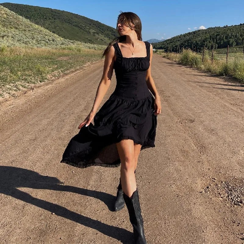 FashionSierra-Vintage  Cotton Strap   Casual   Sleeveless  High Waist  Long Maxi  Summer  Beach  Vestidos  Boho Dress