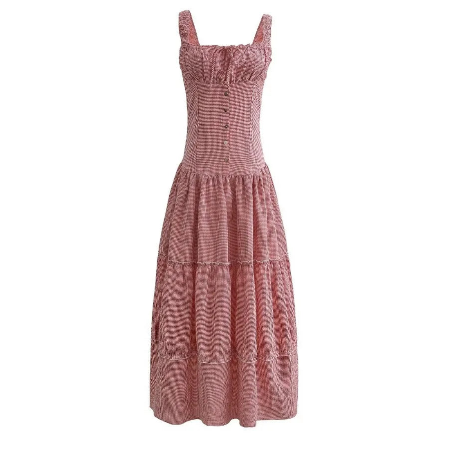 FashionSierra-Vintage  Cotton Strap   Casual   Sleeveless  High Waist  Long Maxi  Summer  Beach  Vestidos  Boho Dress