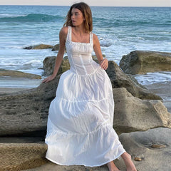 FashionSierra-Vintage  Cotton Strap   Casual   Sleeveless  High Waist  Long Maxi  Summer  Beach  Vestidos  Boho Dress